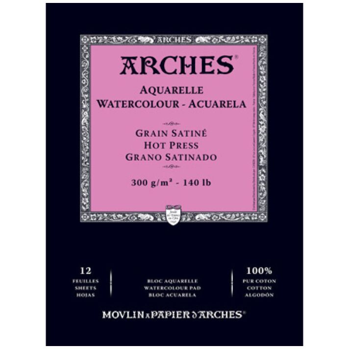 Arches Natural White Watercolor Pad 9x12" 140lb Hot Press