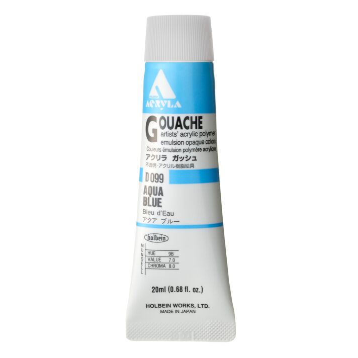 Holbein Acrylic Gouache - Aqua Blue - 20ml