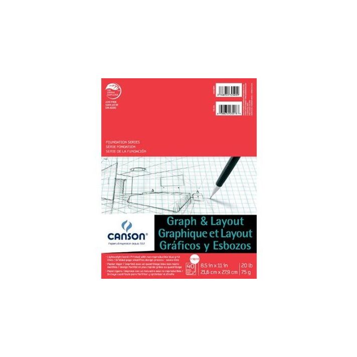 Canson Graph and Layout Pads 4/4 Grid 8.5X11 - 40 sheets