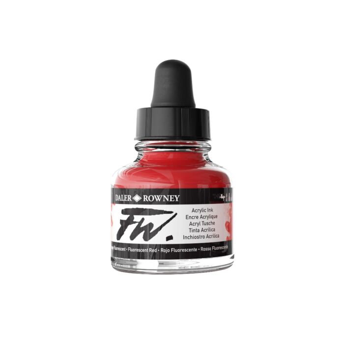 F+W Artist's Acrylic Ink 1oz - Fluorescent Red