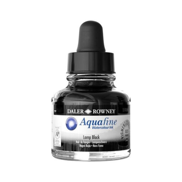 Daler-Rowney Aquafine Watercolor Ink 29.5ml - Lamp Black