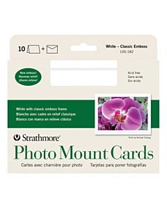 Strathmore Photomount Card/Envelopes Classic Emboss 10 Pack 5x6.875" - White