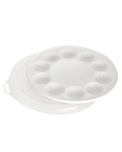 Hand-Glazed Porcelain Ceramic 11 Well Round Mixing Tray with Cover