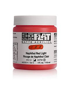Golden SoFlat Matte Acrylic - 4oz - Napthol Red Light