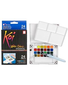 Koi Watercolor 24-Color Field Sketch Set with Water Brush