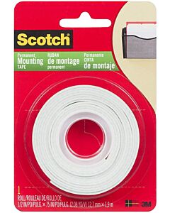 3M Scotch Permanent Mounting Tape 1/2X75"