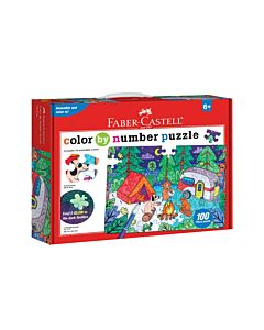 Color By Number 100-Piece Puzzle with Marker Set - Camping