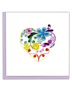 Quill Card Floral Rainbow Heart