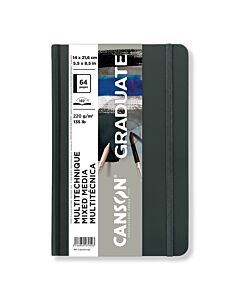 Canson Graduate Hardcover Sketchbook - Mix Media 220gsm - Gray 5X8