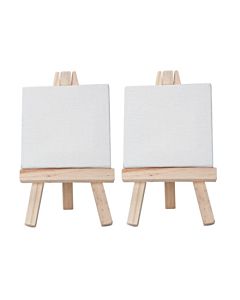 Ultra-mini Display Easel W/ 2x2 Canvas - Natural Wood