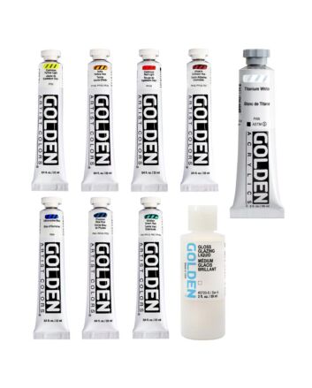 GOLDEN Heavy Body 8 Color Traditional Set + Gloss Liquid Glaze