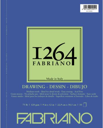 Fabriano 1264 Drawing  Pad Wire Bound 75LB 9x12