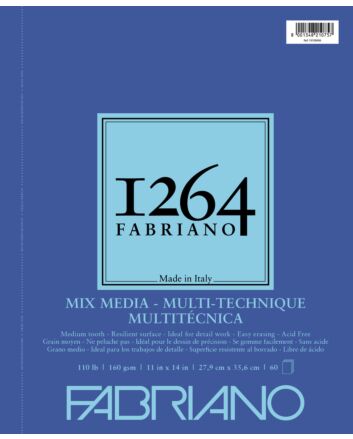 Fabriano 1264 Mix Media Pad Wire Bound 110LB 11x14