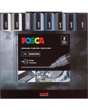 Posca Marker PC-5M Medium Set of 8 Monotone