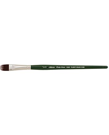 Silver Brush Ruby Satin Synthetic Bristle - Short Handle - Filbert Grass Comb 3/8"