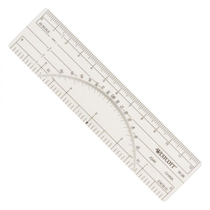 Westcott Engineers Protractor Ruler 6 15cm W-8 Transparent 
