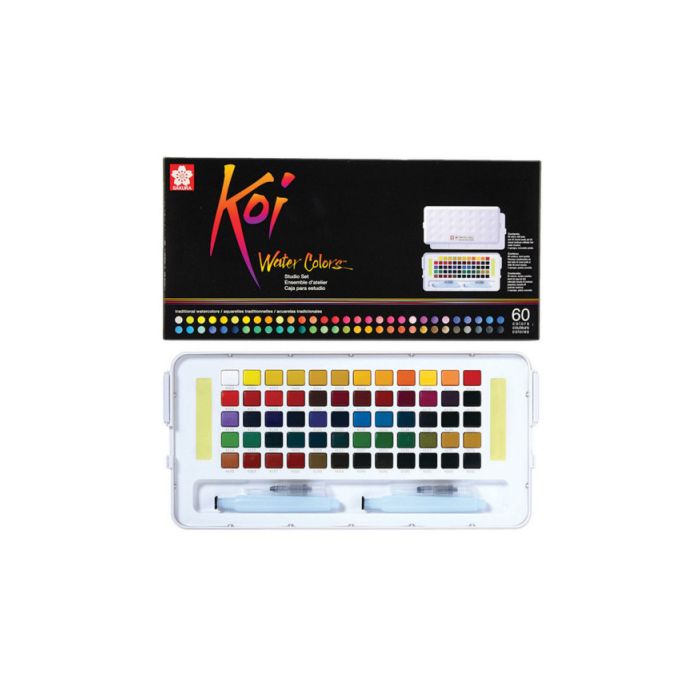 Koi Watercolor 60-Color Studio Set with 2 Water Brushes