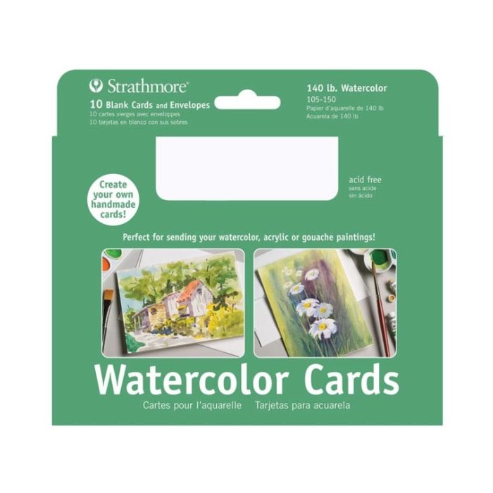Strathmore Watercolor Card/Envelope 10 Pack 5x6.875 - White